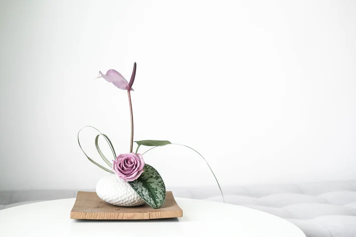 vaso com flores de Ikebana