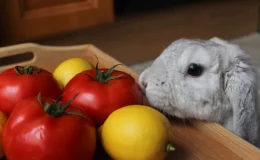 coelho comendo tomate vermelho