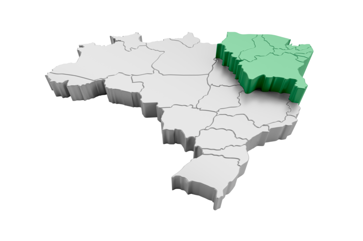 mapa região nordeste do Brasil
